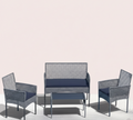4-Piece Outdoor Patio Furniture Set with Wicker Rattan Sofa & Table