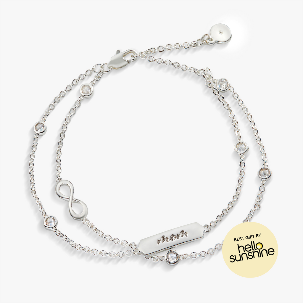 Mom Infinity double strand chain bracelet in mixed gold and silver tones
