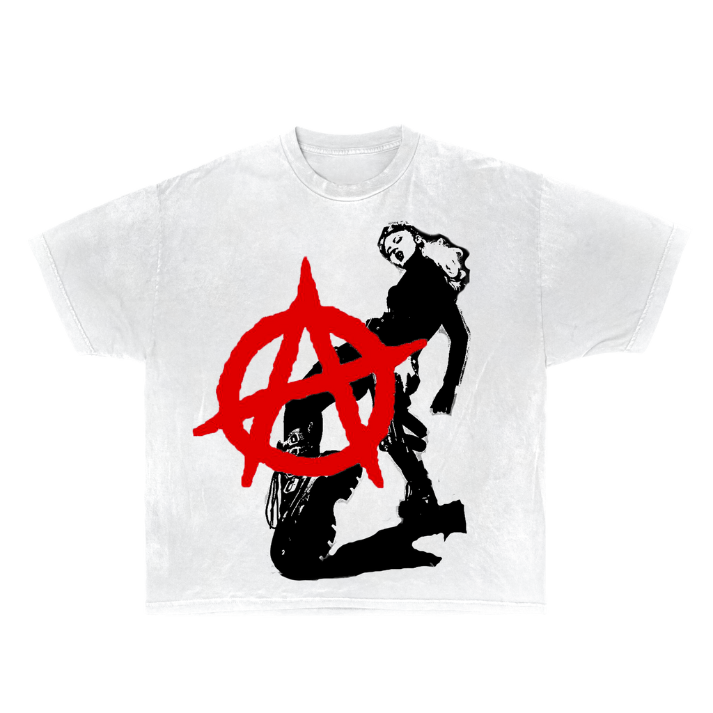 Anarchy Graphic Print Streetwear T-Shirt in White - Image 3