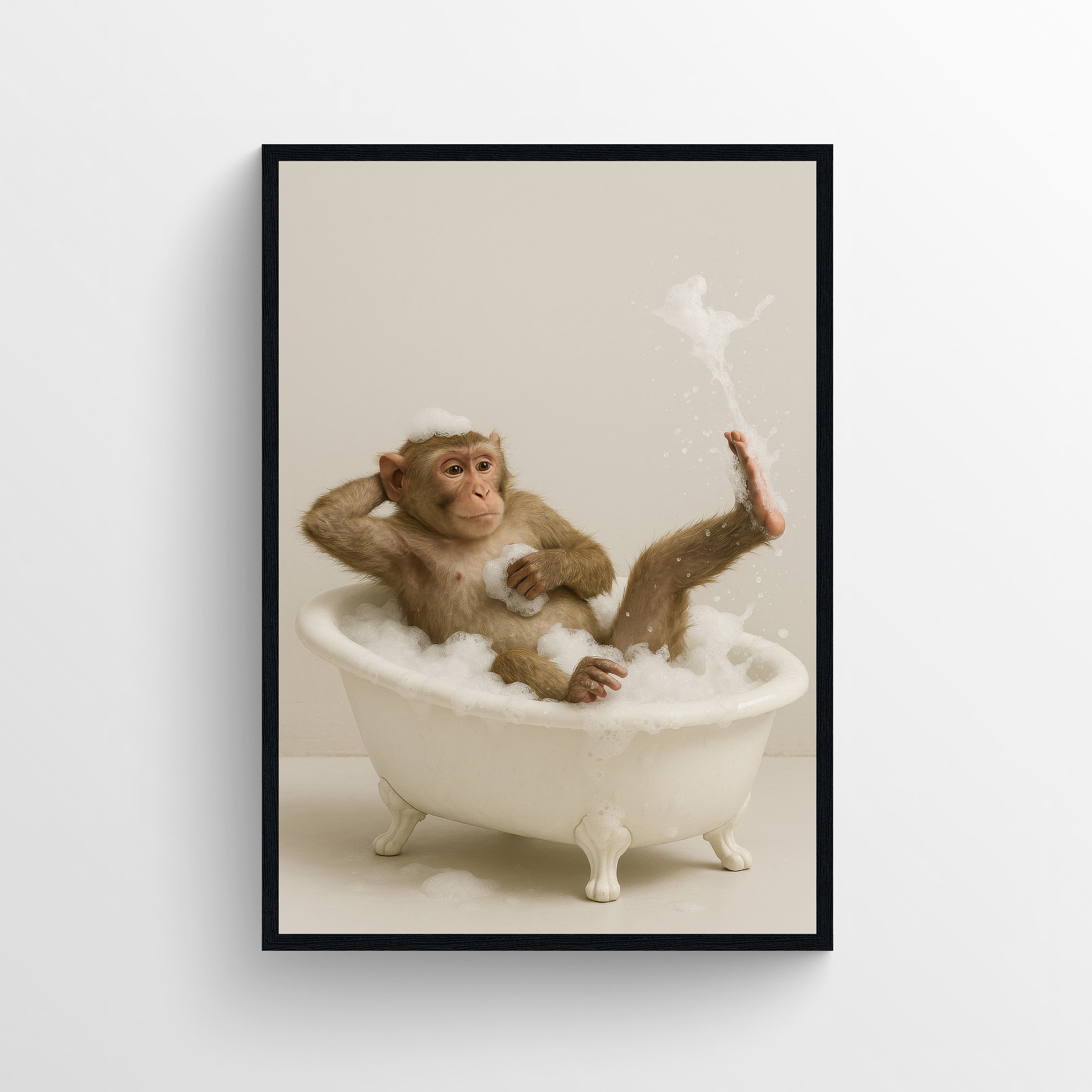 Monkey Animal Bathroom Tub Poster