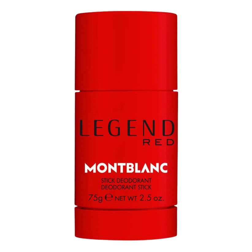 Montblanc Legend Red Deodorant Stick 2.5 OZ packaging in bold red
