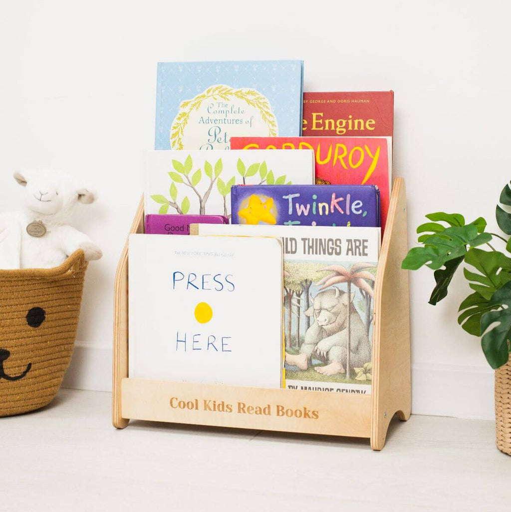 Front-Facing Wooden Bookshelf for Kids – Montessori Style