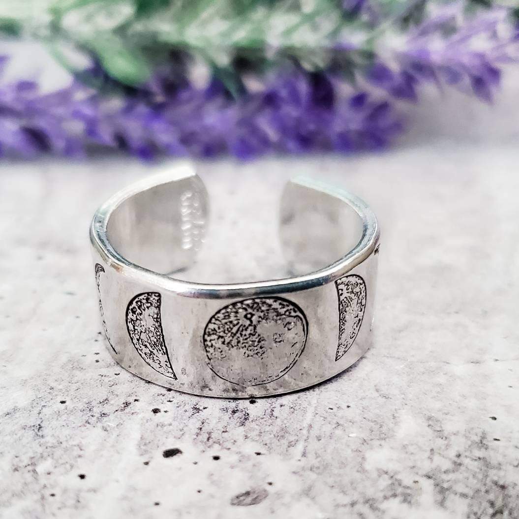 Moon Phases Celestial Silver Ring