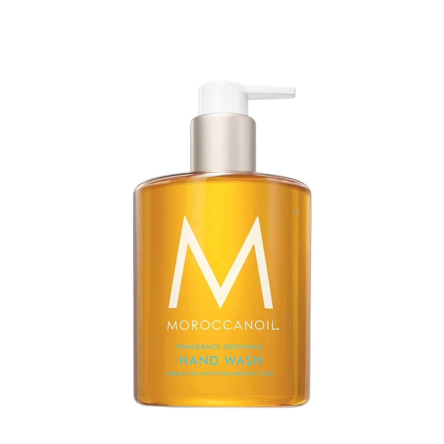 Moroccanoil Hand Wash 12.2 Oz bottle with pump in amber and gold packaging