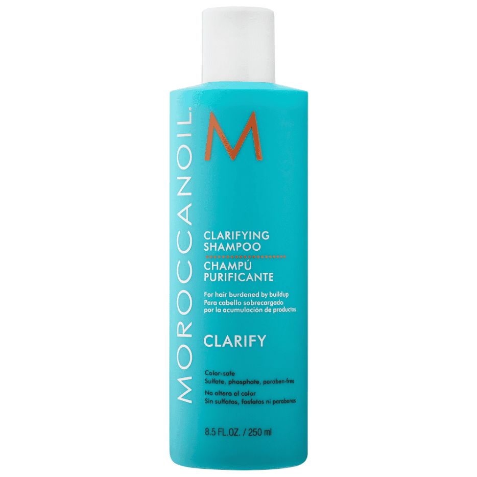 Moroccanoil Clarifying Shampoo 8.5 oz bottle in signature teal and white
