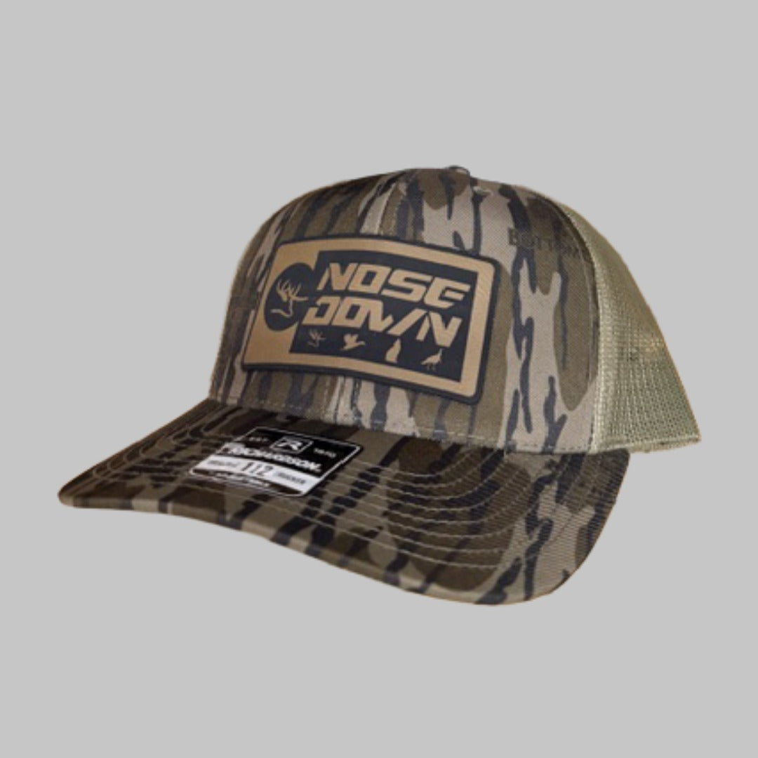 Red Man Trucker Hat with Leather Patch for Outdoors Enthusiasts