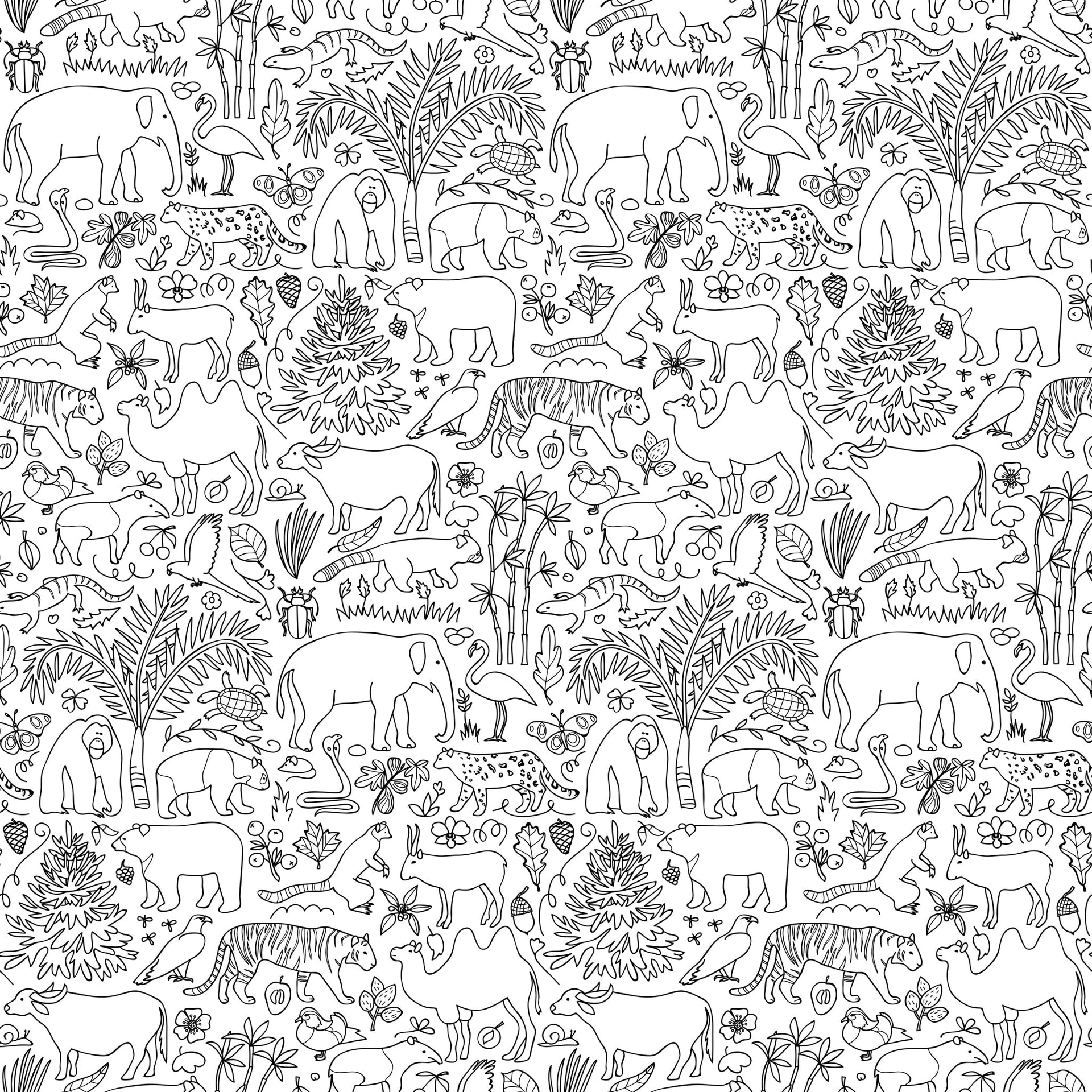 Mowgli Wallpaper in White and Black