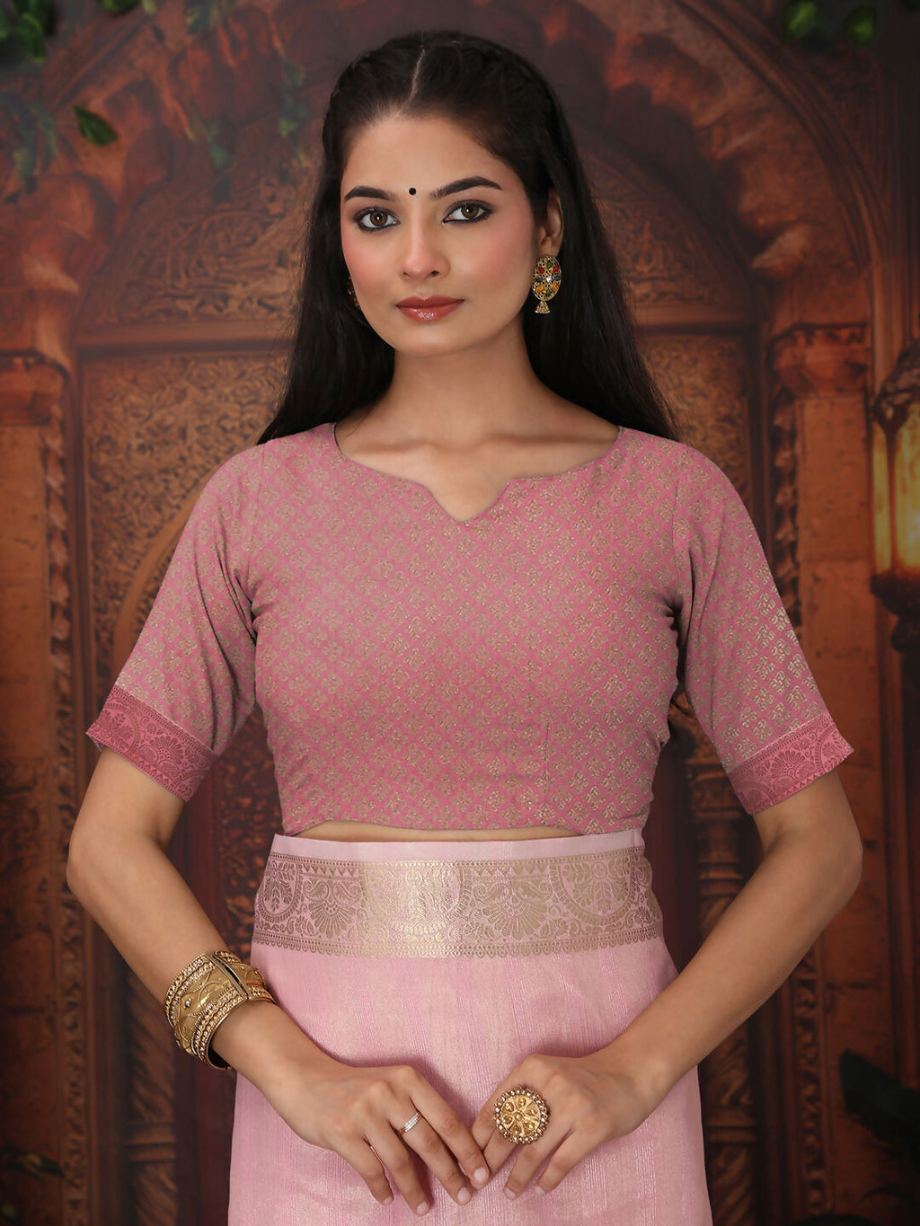 Light Pink Organza Saree with Matching Blouse