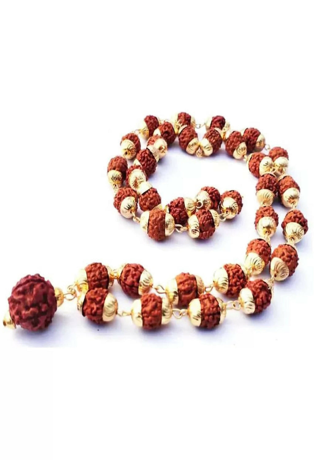 Joharkamal Gold-Polished Rudraksha Mala Long Temple Necklace