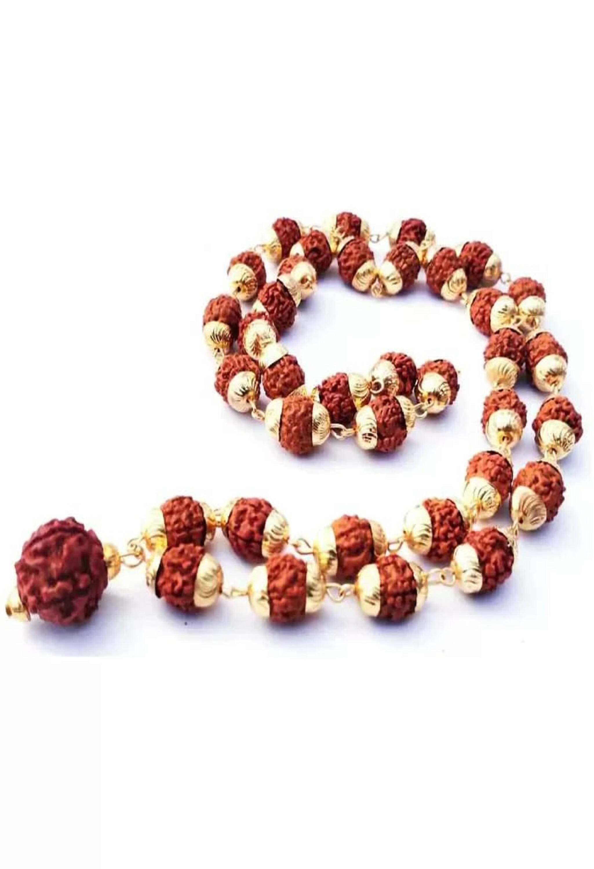 Joharkamal Gold-Polished Rudraksha Mala Long Temple Necklace