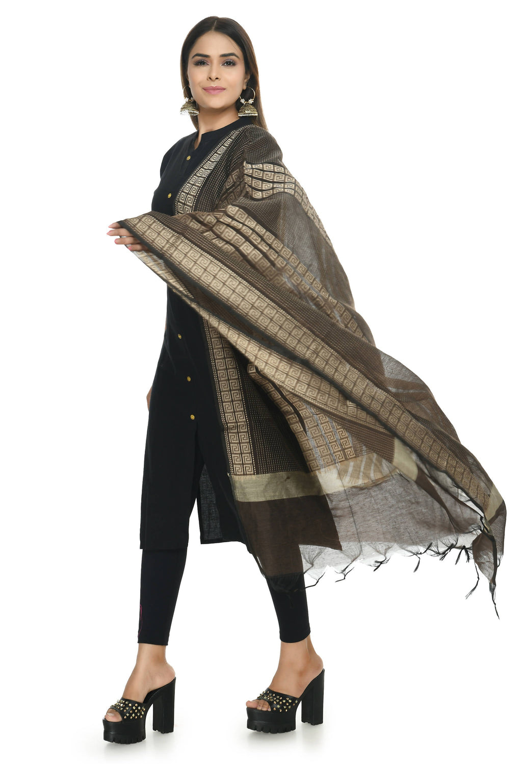 Brown Handloom Cotton Dupatta - Versatile Earthy Ethnic Drape