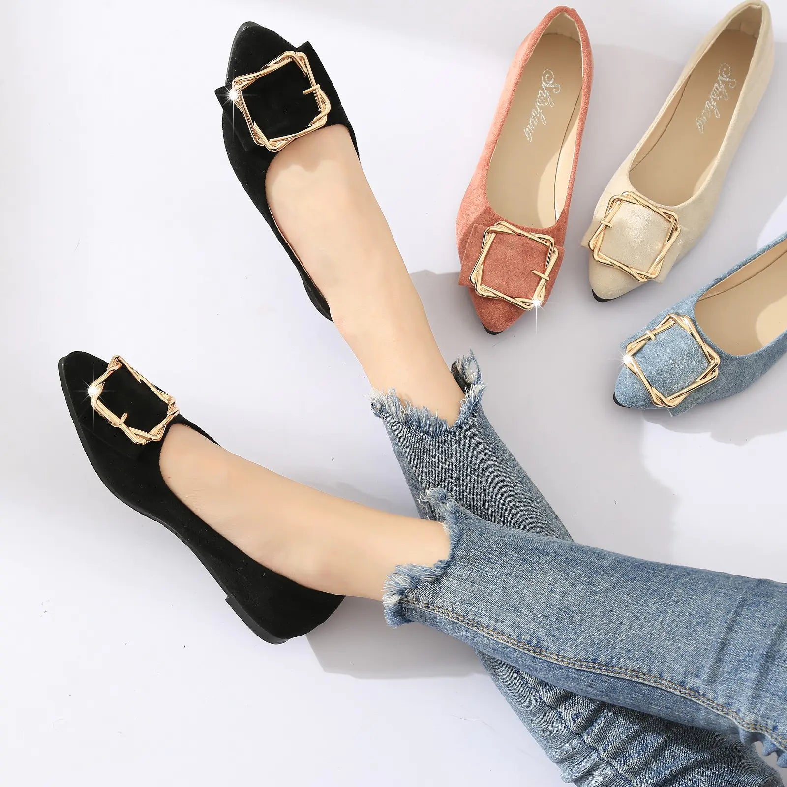 Pointed Toe Flat Shoes for Women - Korean Style Casual