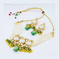 Multicolor Kundan necklace set with gold-plated finish and adjustable cord