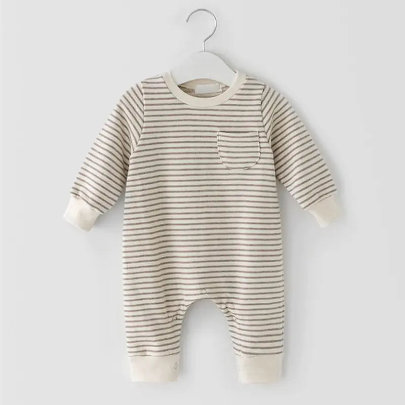 Striped Long-Sleeved Jumpsuit for Baby Boys and Girls