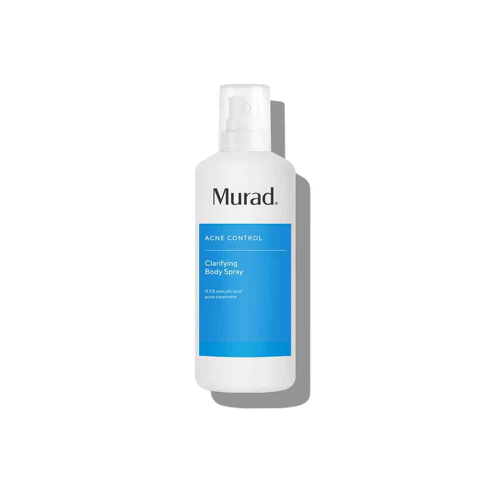 Murad Clarifying Body Spray bottle designed for easy back and body acne treatment