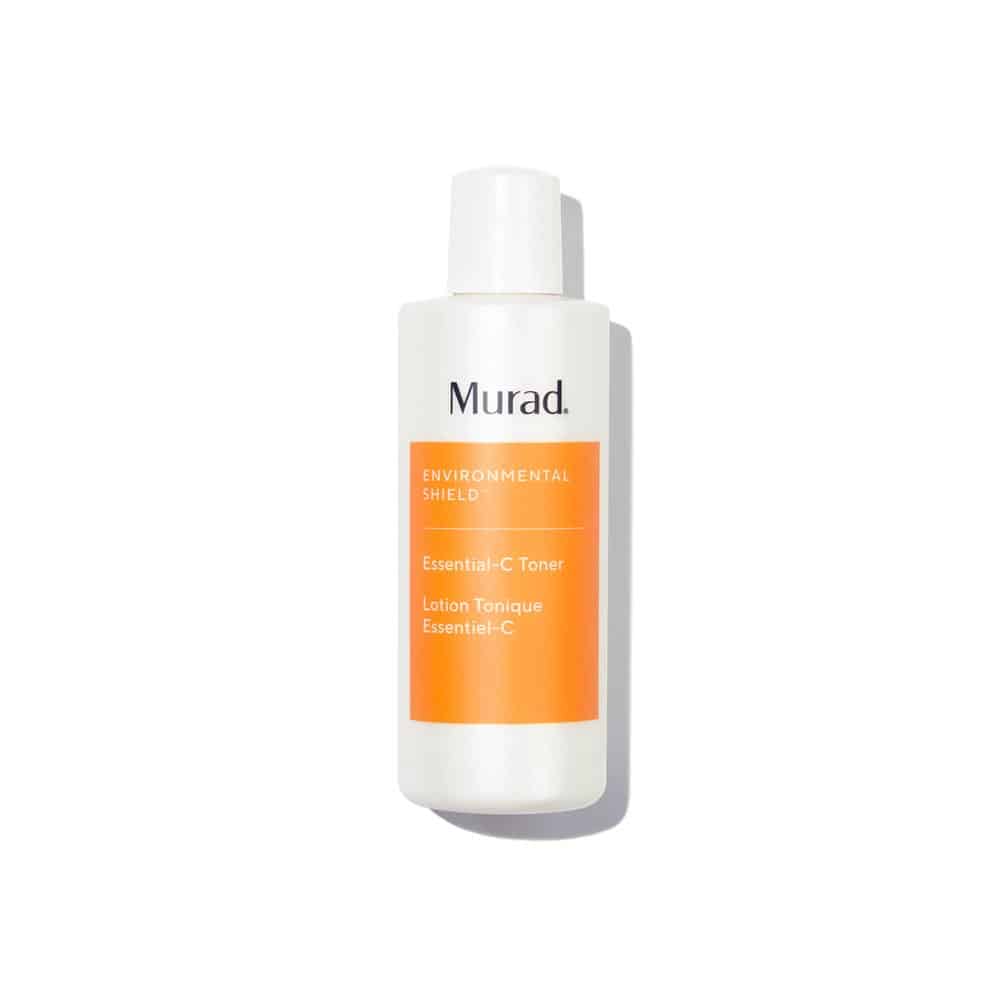 Murad Essential-C Toner in a white and orange plastic bottle.