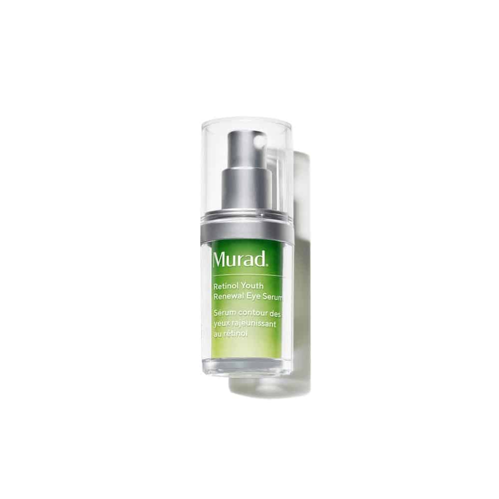 Murad Retinol Youth Renewal Eye Serum in a clinical green and white pump bottle