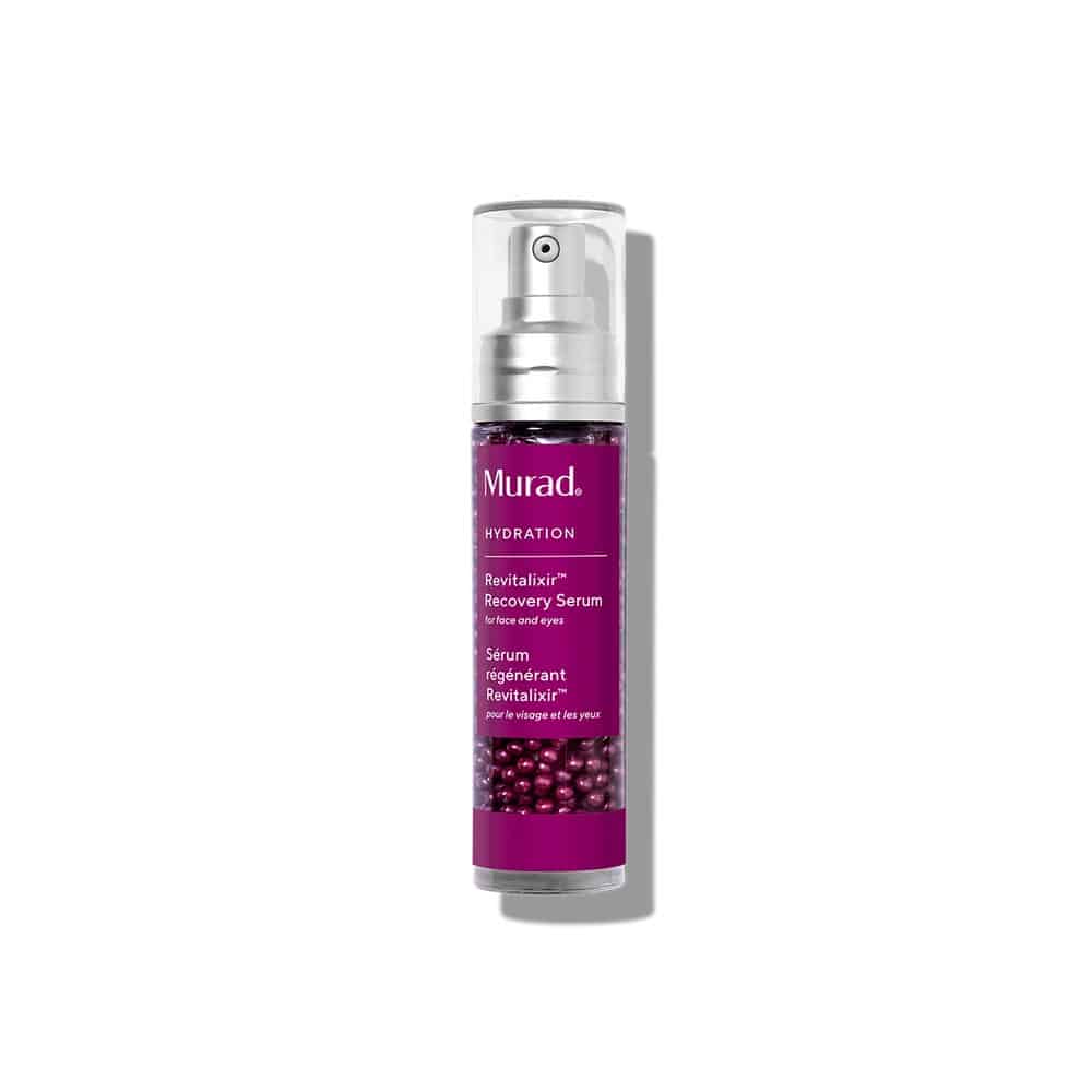 Murad Revitalixir Recovery Serum clear and purple bottle.