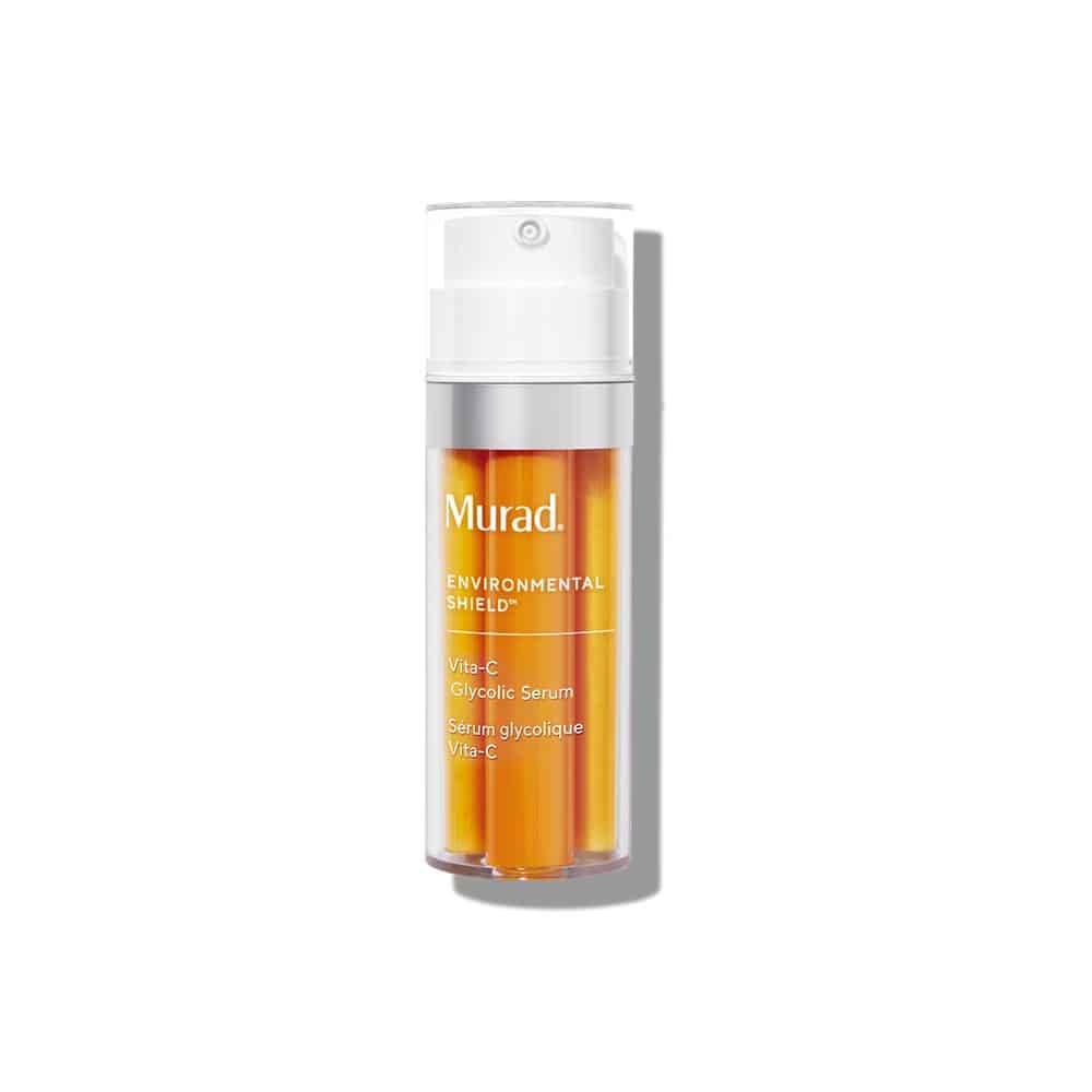 Murad Vita-C Glycolic Serum 1.0oz in orange and white bottle for brightening
