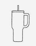 A modern 40oz stainless steel mystery tumbler in a random aesthetic design for casual home or office use.