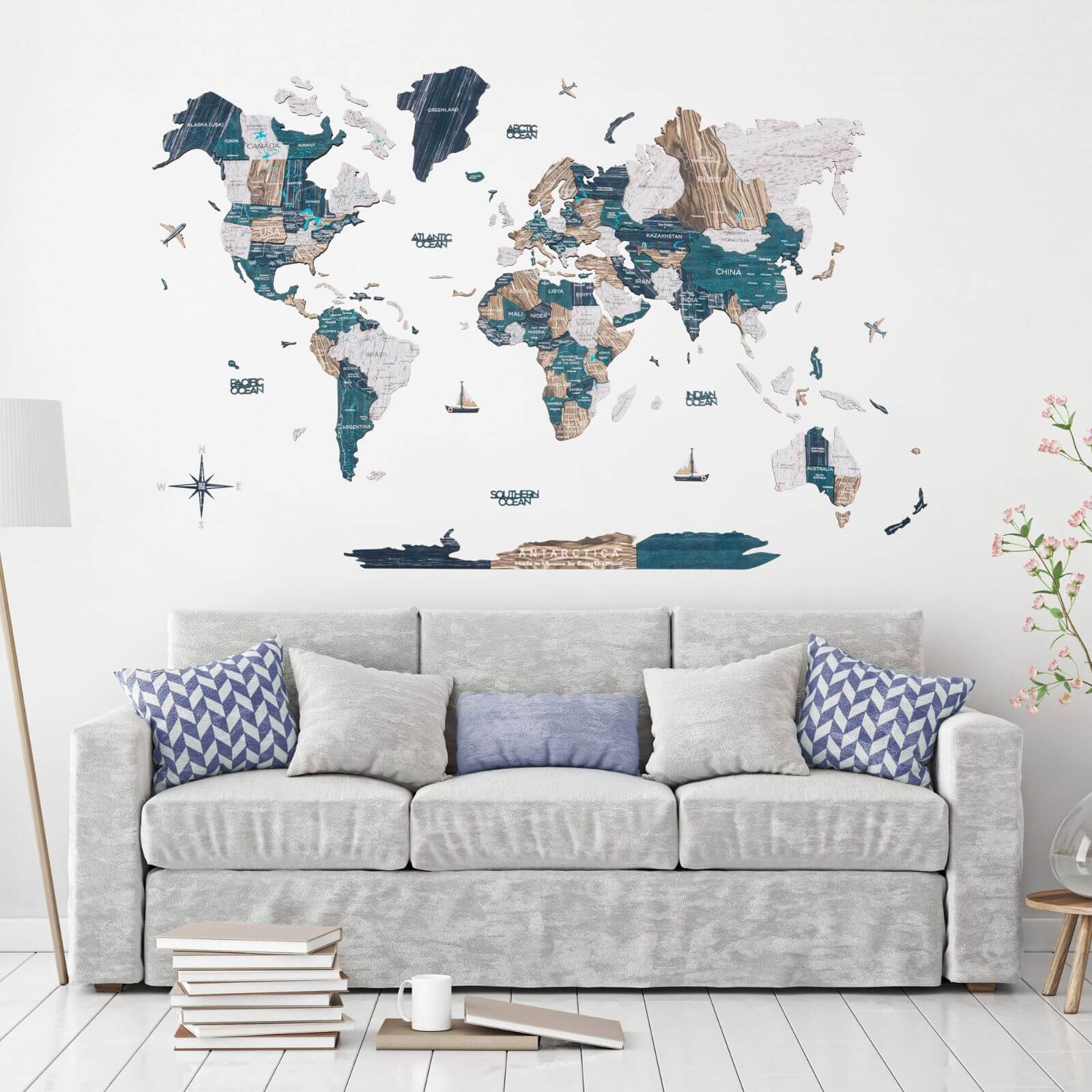 3D Luminous Wooden World Map Mystery: Modern Glow-in-the-Dark Art