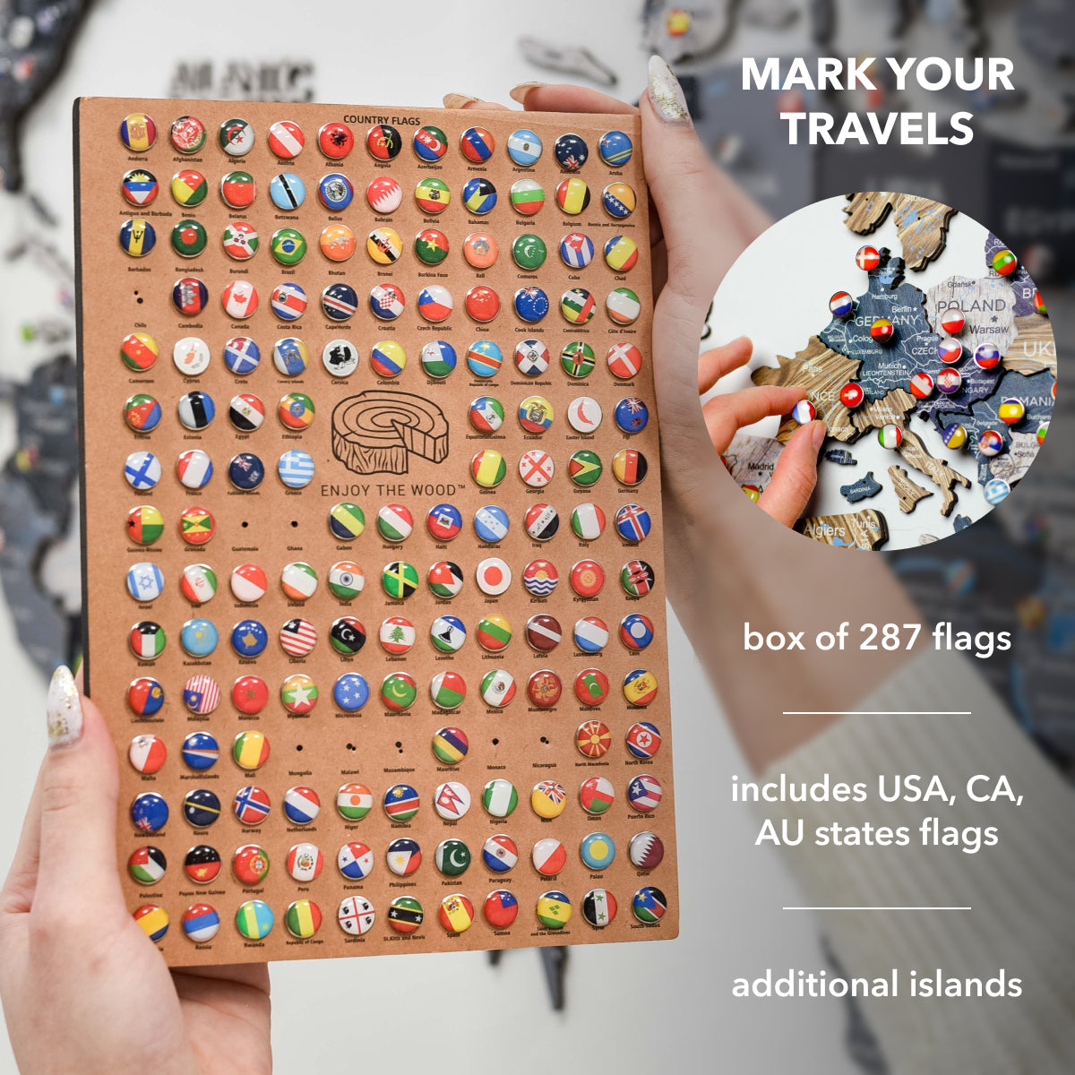 3D Wooden World Map Mystery Modern Travel-Inspired Wall Art