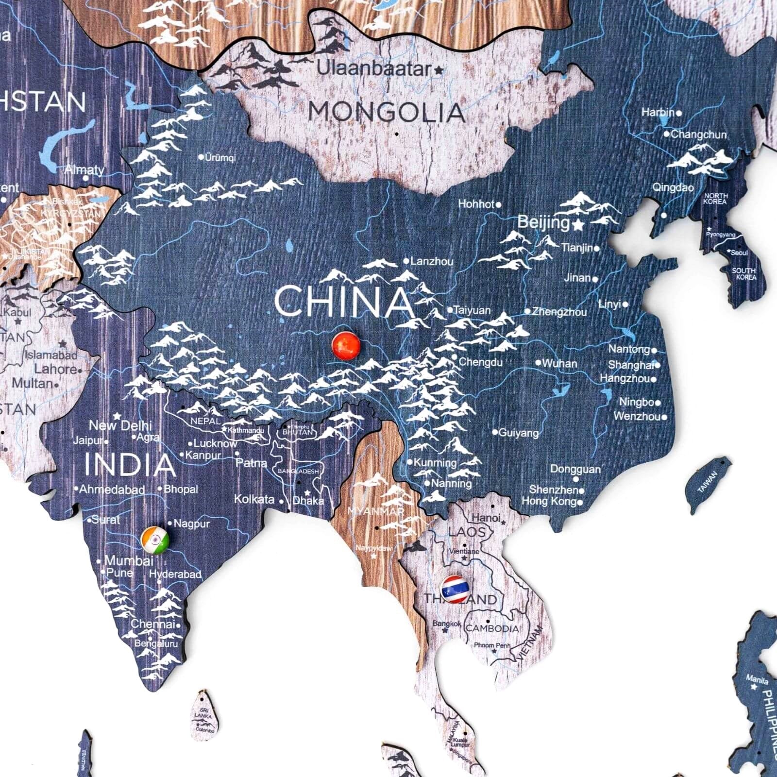 3D Wooden World Map Mystery Modern Travel-Inspired Wall Art