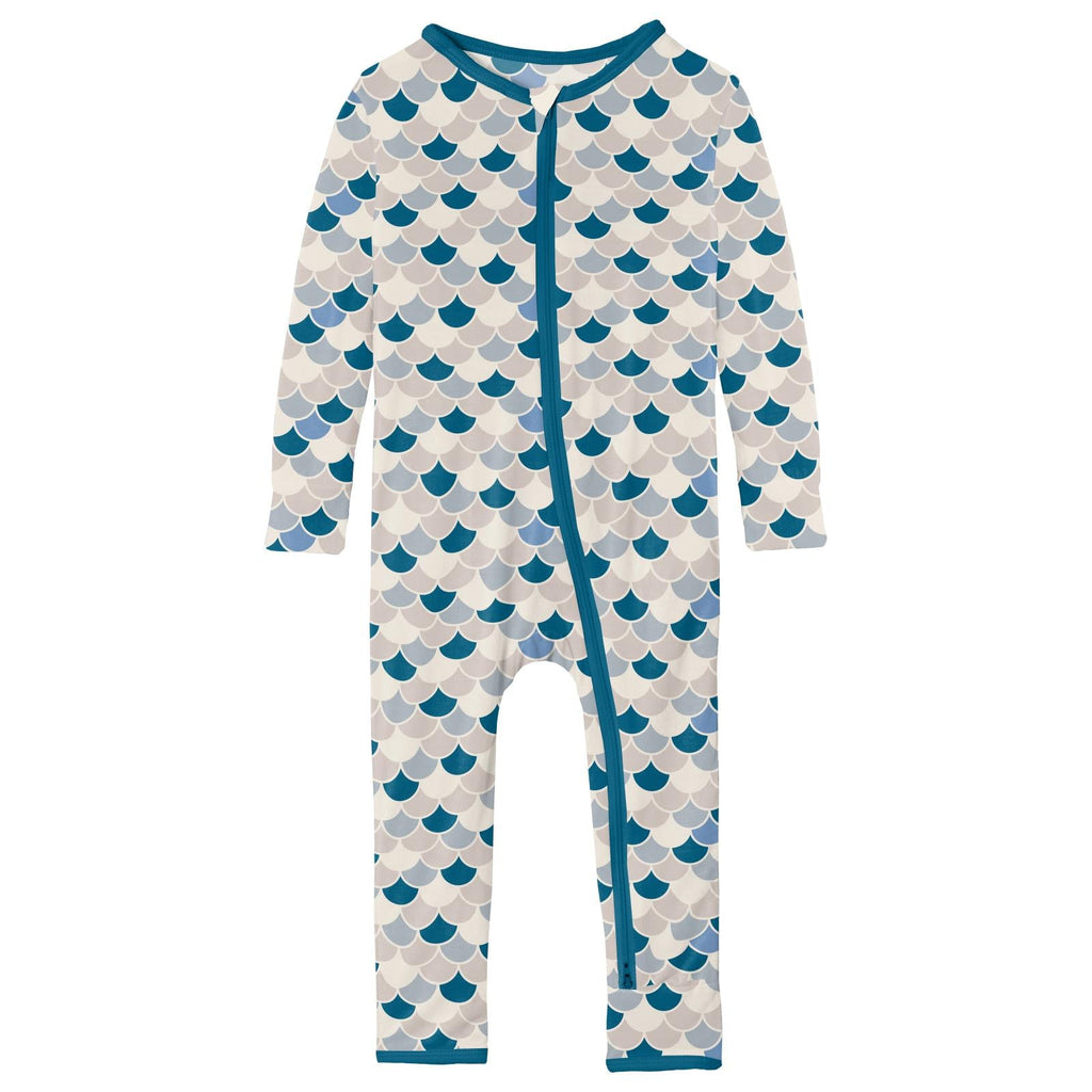 Print Coverall with 2 Way Zipper in Latte Scales