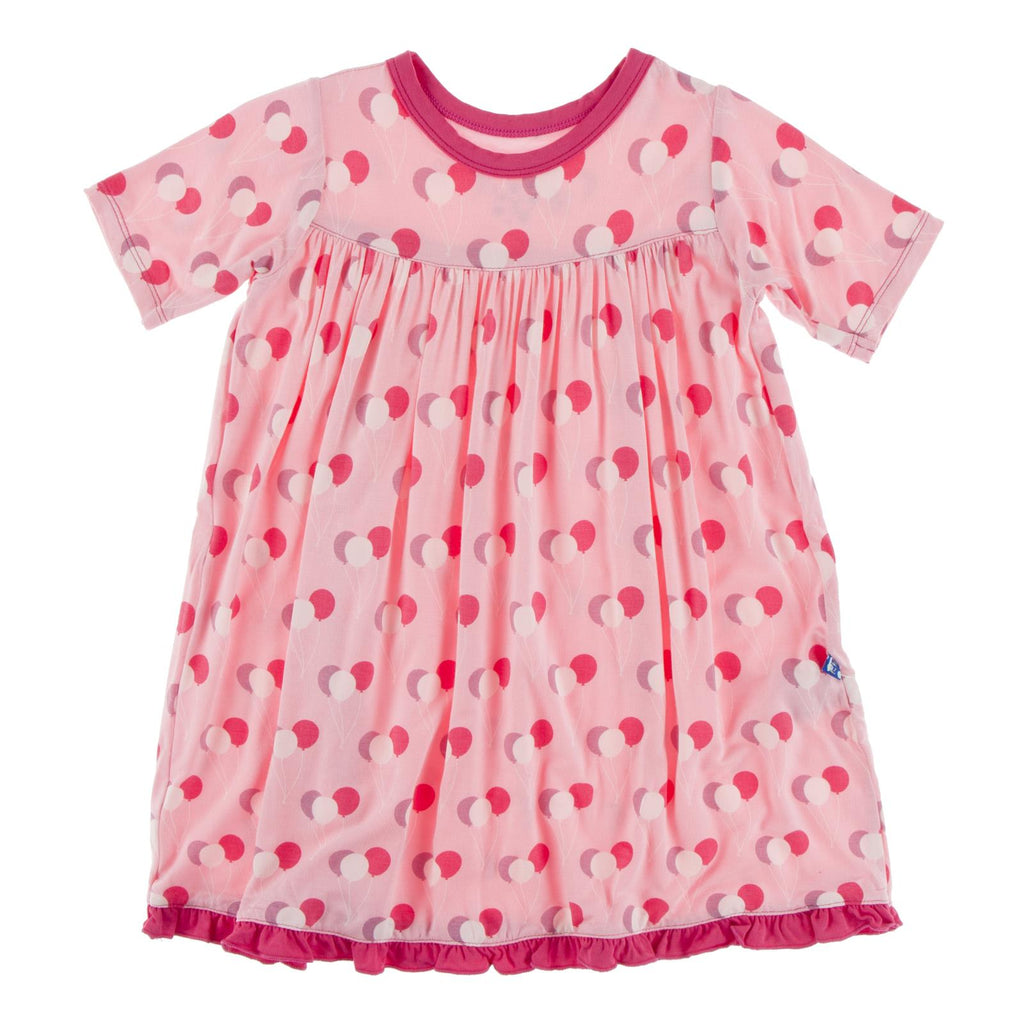 Print Short Sleeve Swing Dress in Lotus Birthday