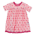 Print Short Sleeve Swing Dress in Lotus Birthday