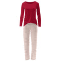 Women's long sleeve pajama top and matching heart-patterned pajama pants in Natural Hearts print