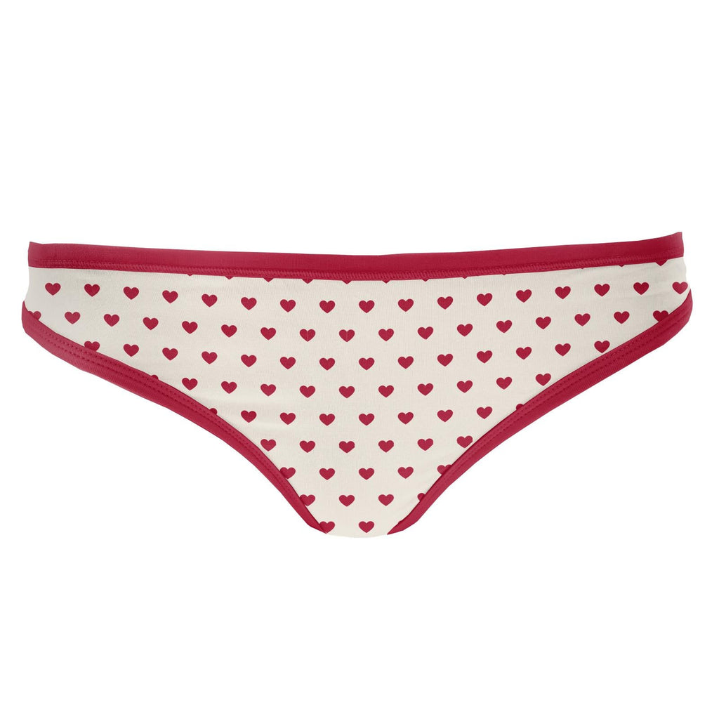 Women's Classic Thong Underwear in Natural Hearts Print - Image 2