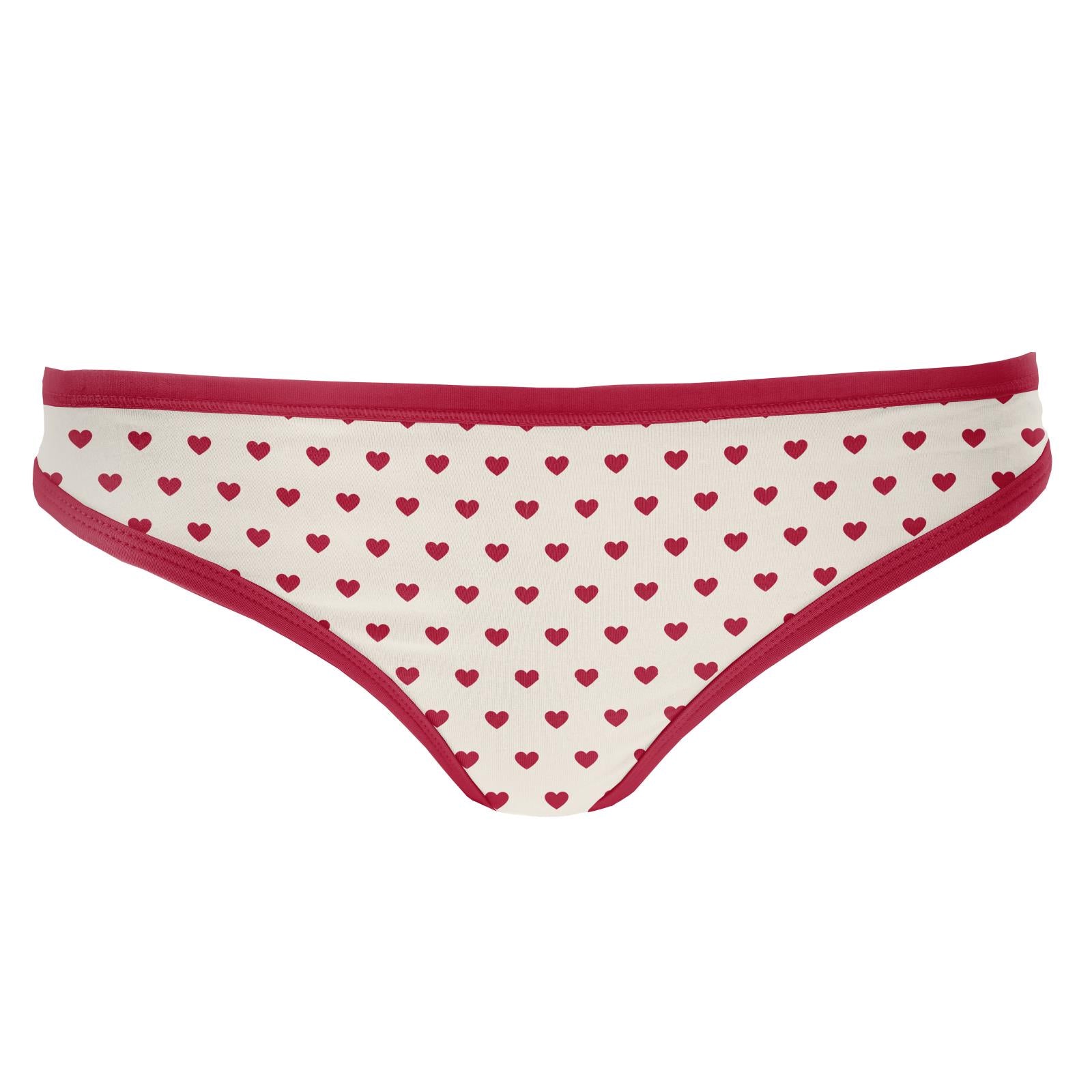 Women's Classic Thong Underwear in Natural Hearts Print - Image 2
