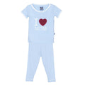 Holiday Short Sleeve Applique Pajama Set in Pond I Love Mom