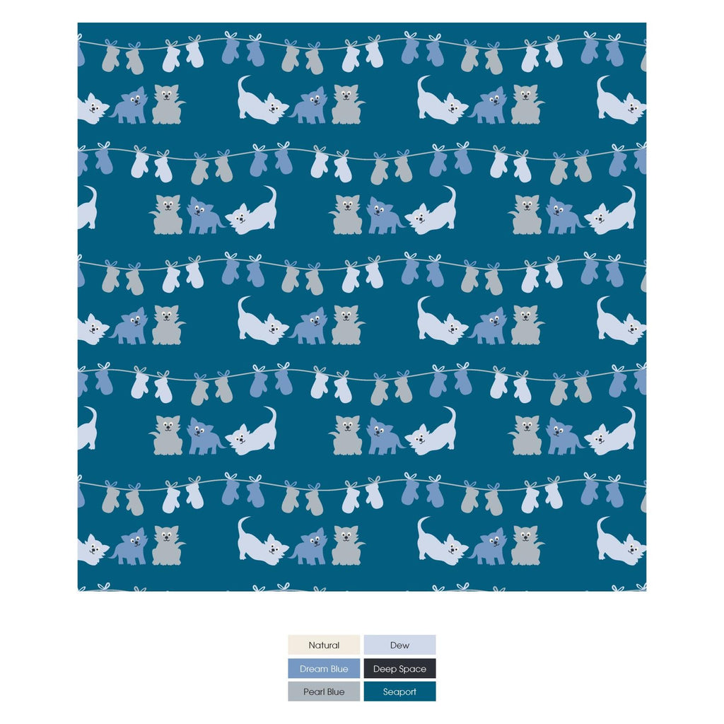 Print Bandana Bib Set of 3 in Little Boy Blue Stripe, Dew & Seaport 3 Little Kittens
