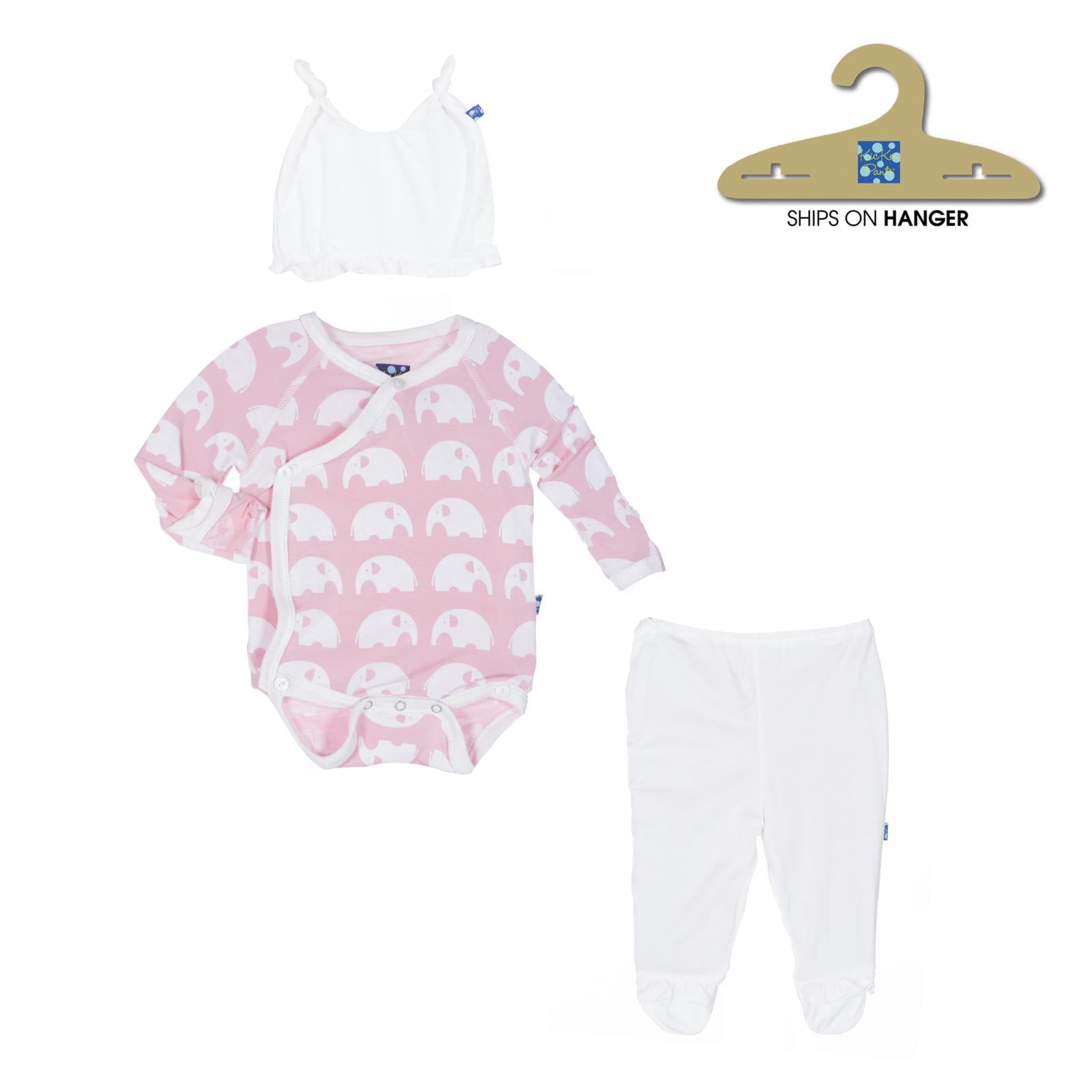 Essentials Ruffle Kimono Newborn Gift Set in Lotus Elephant