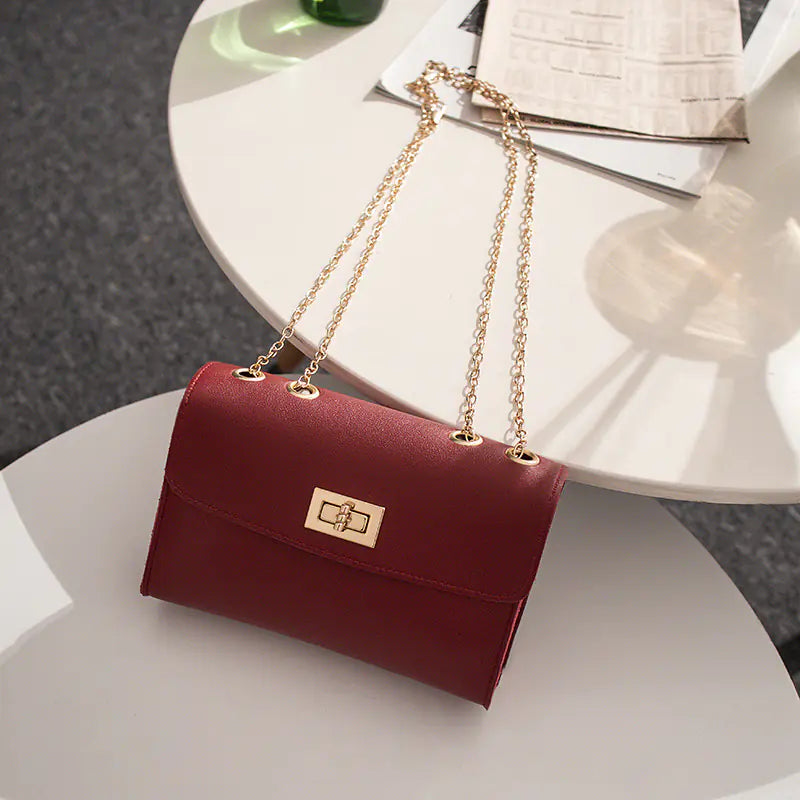 Women's Chain Strap Shoulder Bag Small Square PU Leather Purse - Image 9