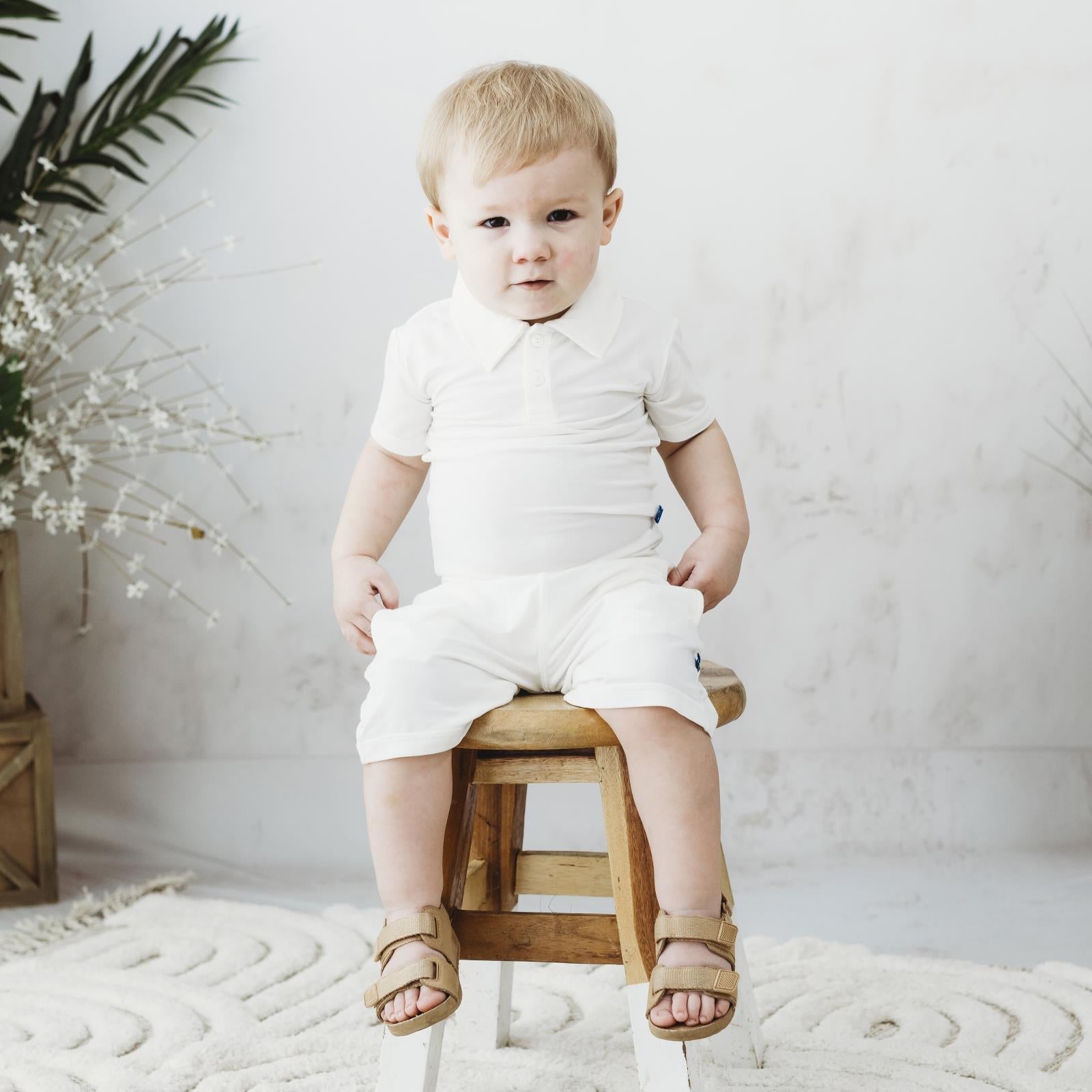 Short Sleeve Polo in Natural