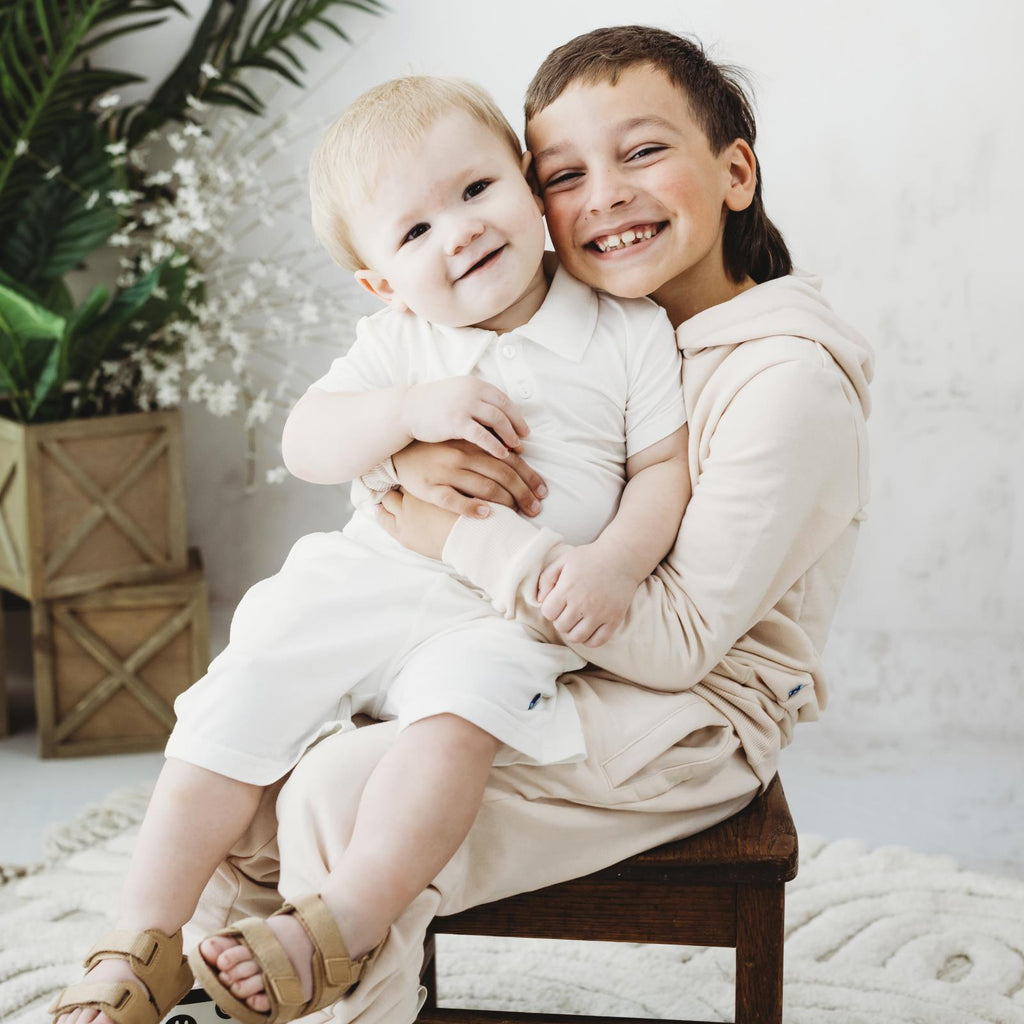 Short Sleeve Polo in Natural