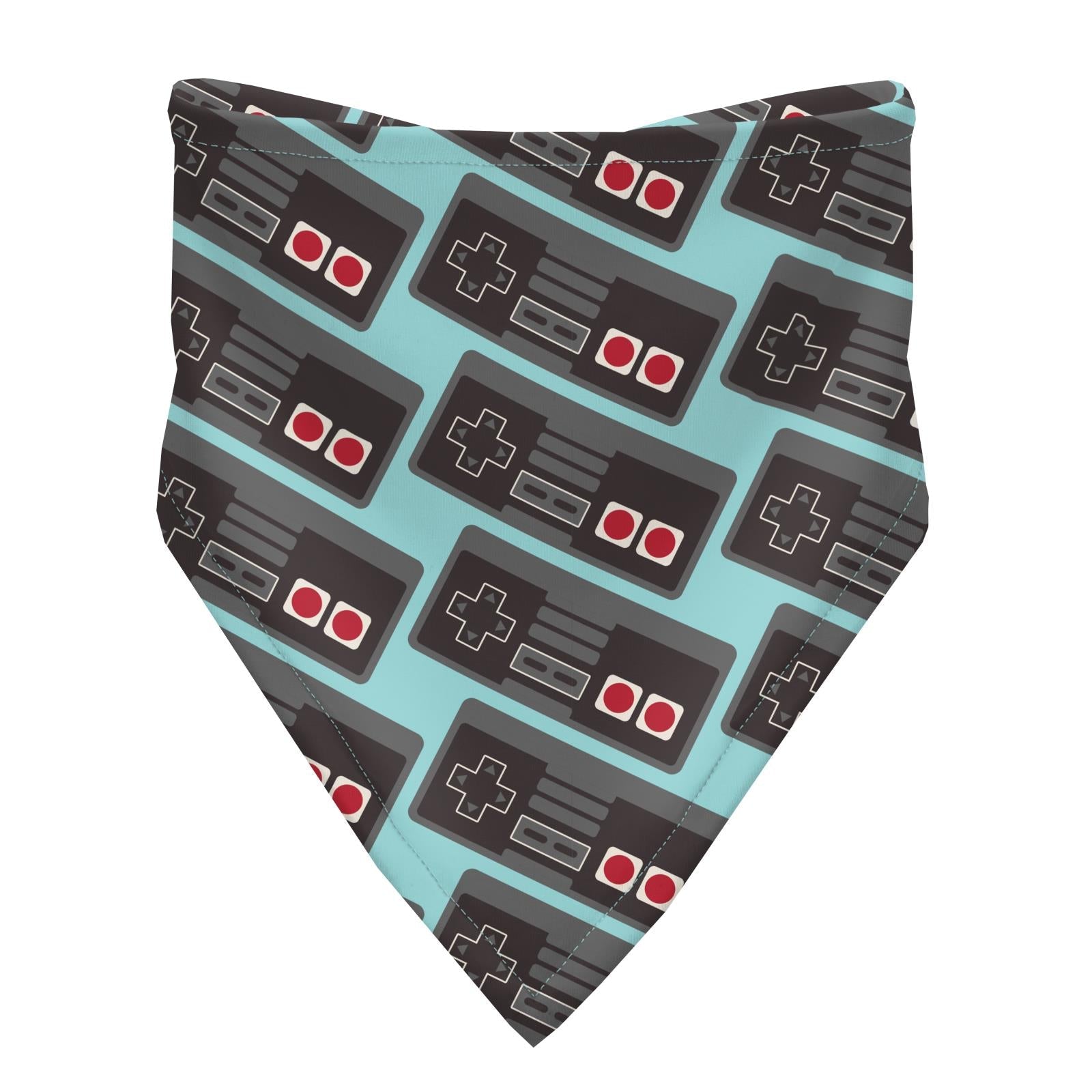 Print Bandana Bib Set of 3 in Confetti Splatter Paint, Rad Stripe & Summer Sky Retro Game Controller