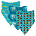 Print Bandana Bib Set of 3 in Confetti Skateboard, Cerulean Blue Palm Tree Sun & Confetti Sunglasses