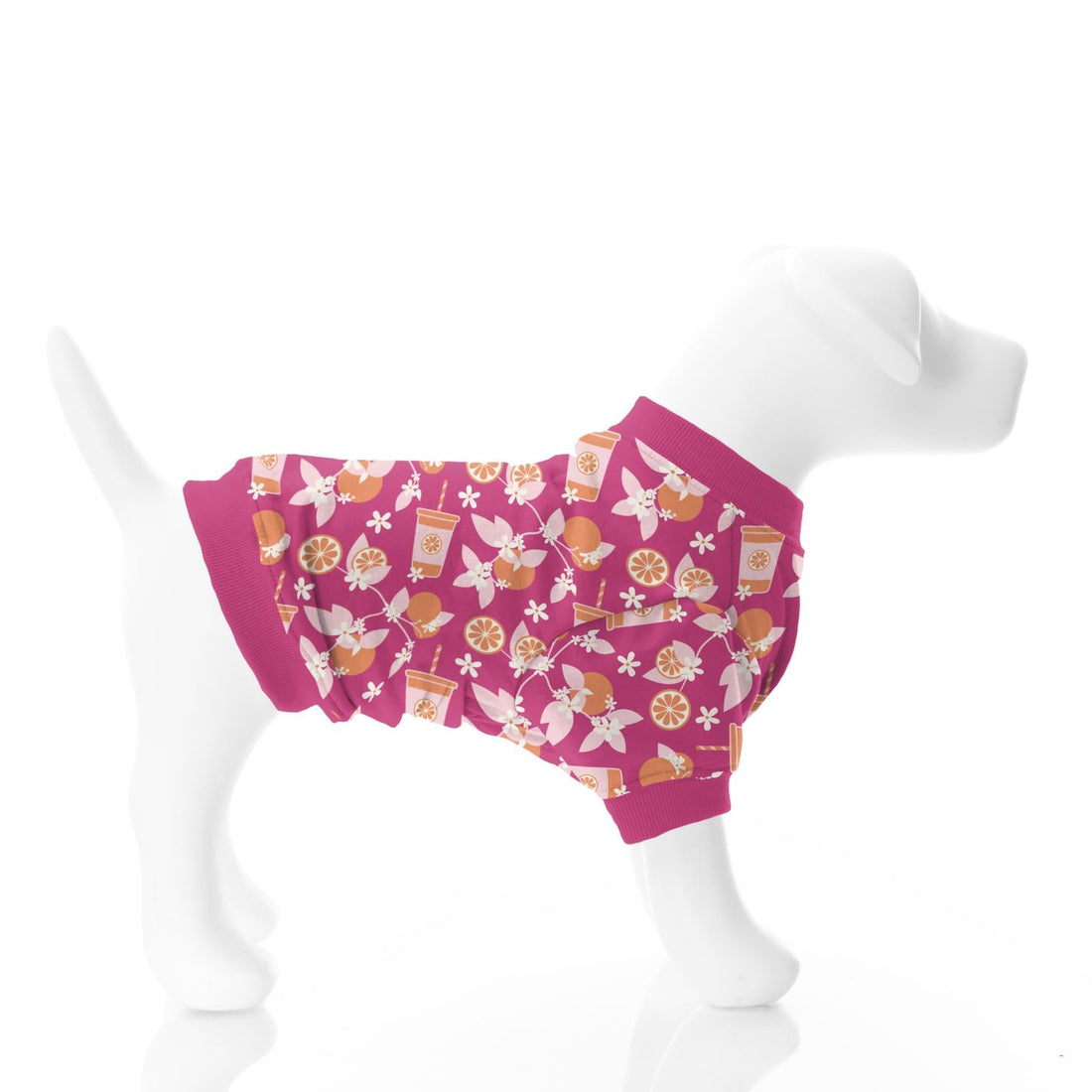 Print Fleece Dog Tee in Calypso Orange Cream