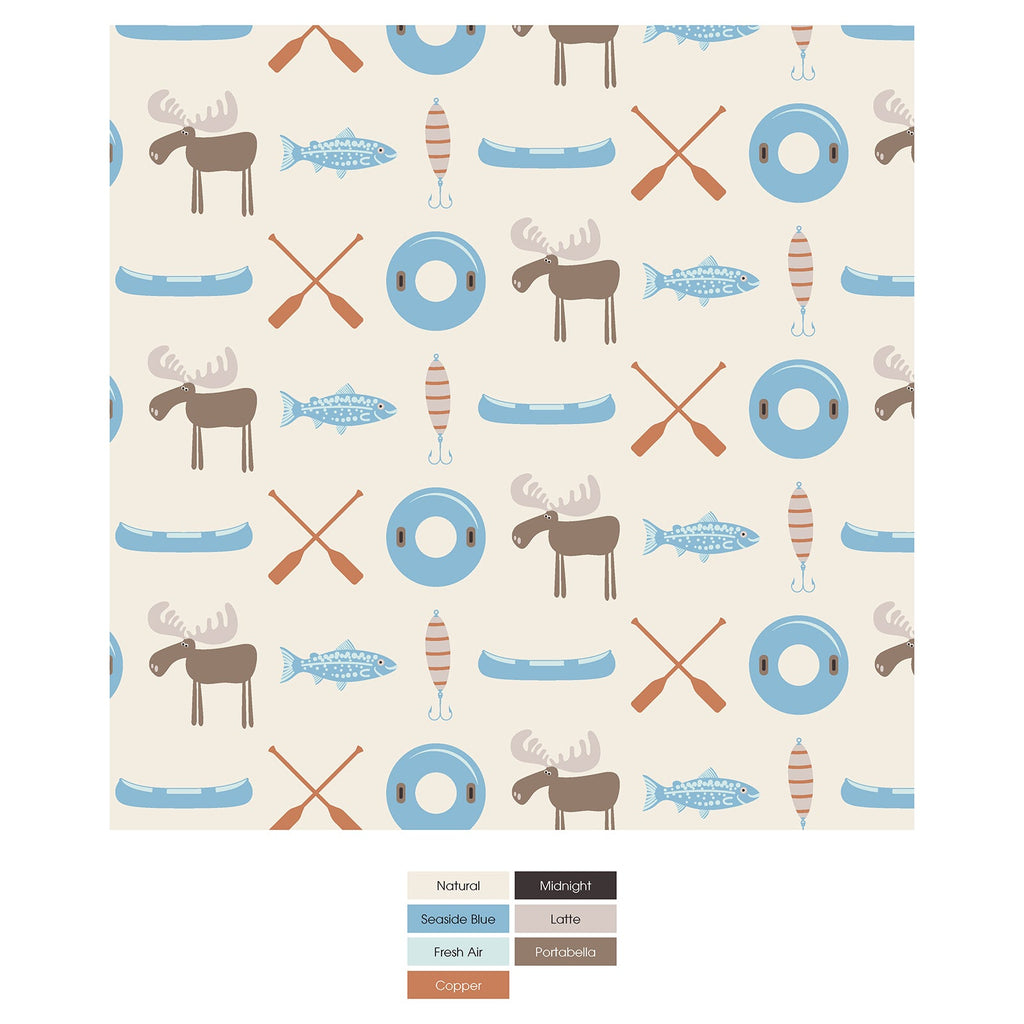 Print Coverall with 2 Way Zipper in Natural Lake Life