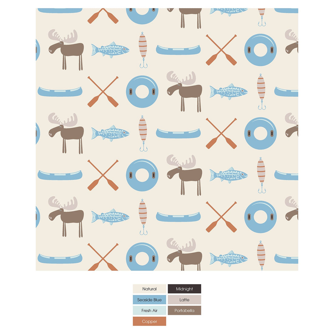 Print Coverall with 2 Way Zipper in Natural Lake Life