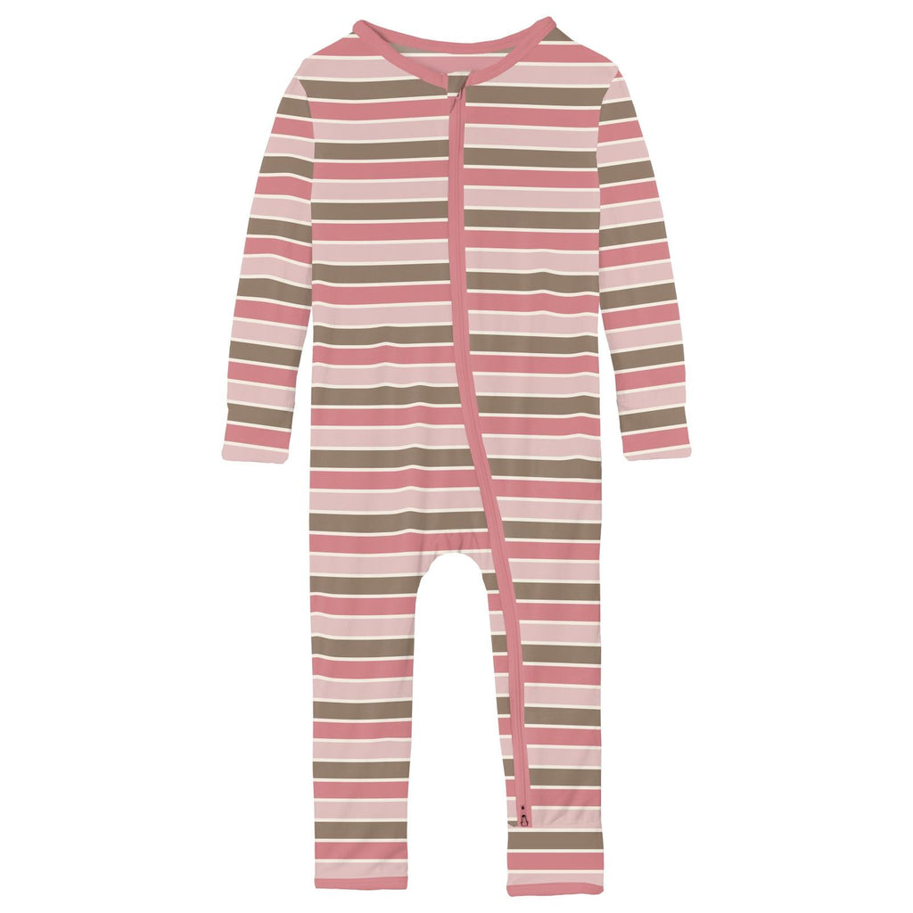 Print Coverall with 2 Way Zipper in Neapolitan Stripe
