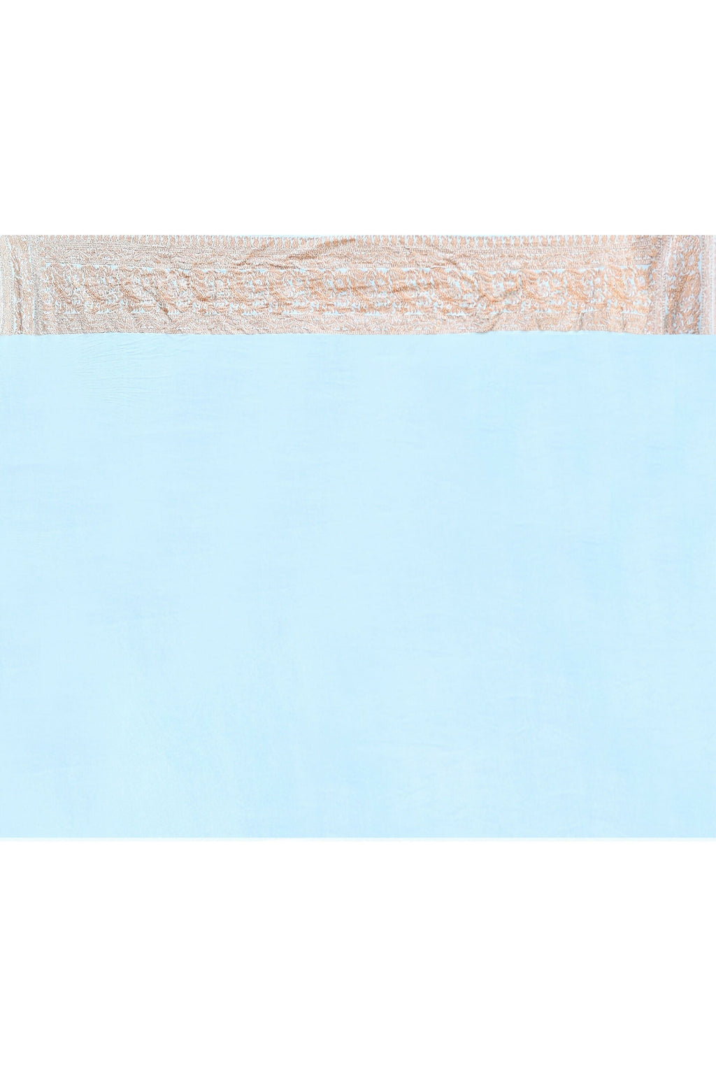 Joban Fashion Light Sky Blue Crepe Chiffon Pure Handloom Banarasi Silk Saree