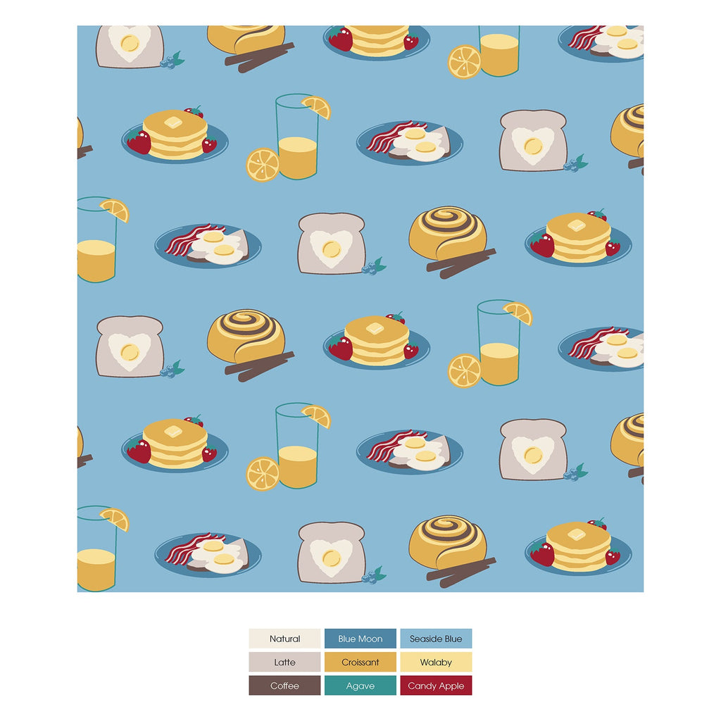 Print Coverall with 2 Way Zipper in Seaside Blue Breakfast in Bed