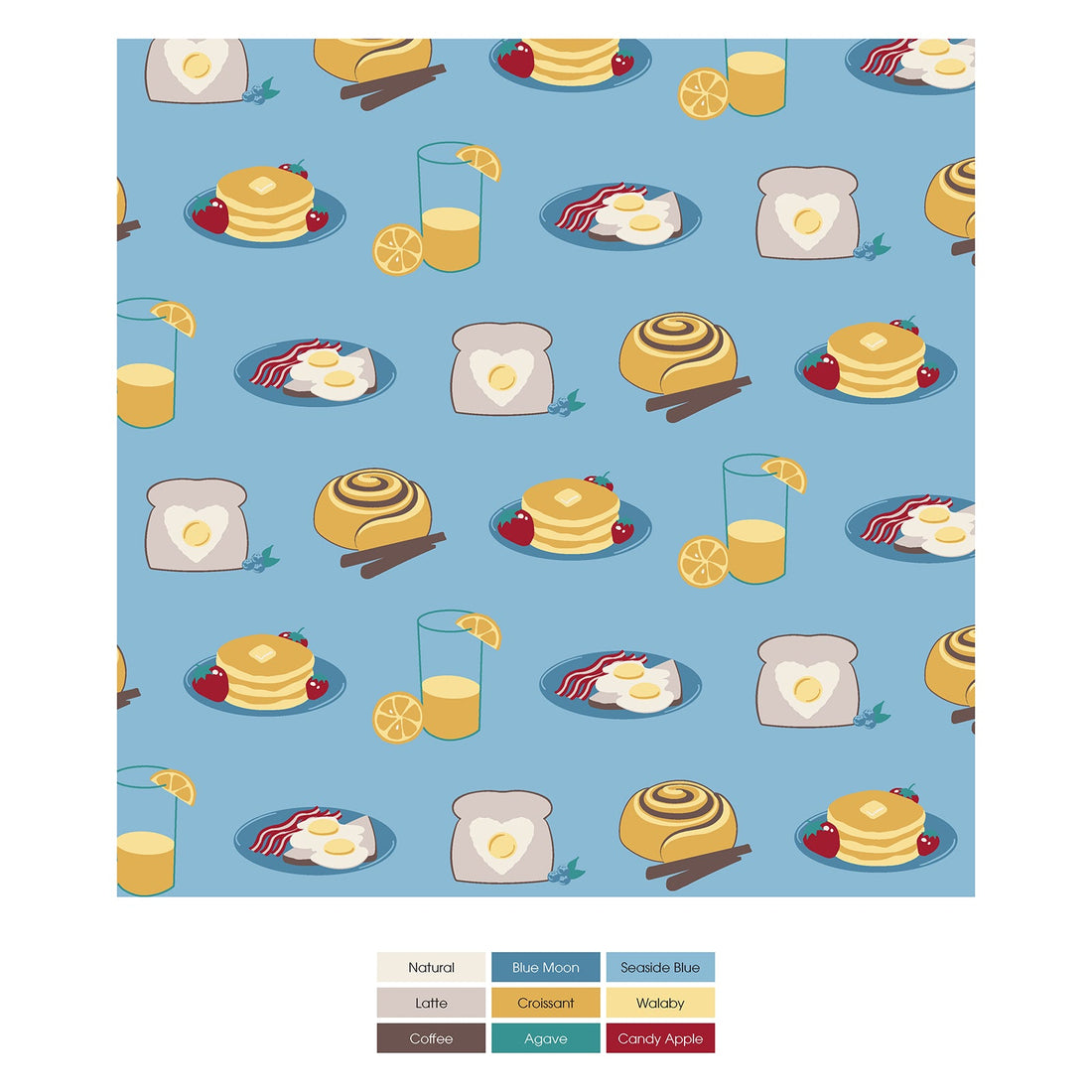 Print Coverall with 2 Way Zipper in Seaside Blue Breakfast in Bed