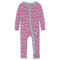 Print Coverall with 2 Way Zipper in Tulip Bespeckled Frogs