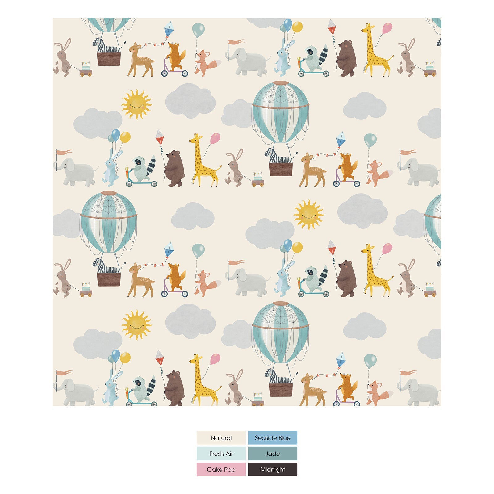Print Coverall with 2 Way Zipper in Natural Animal Parade
